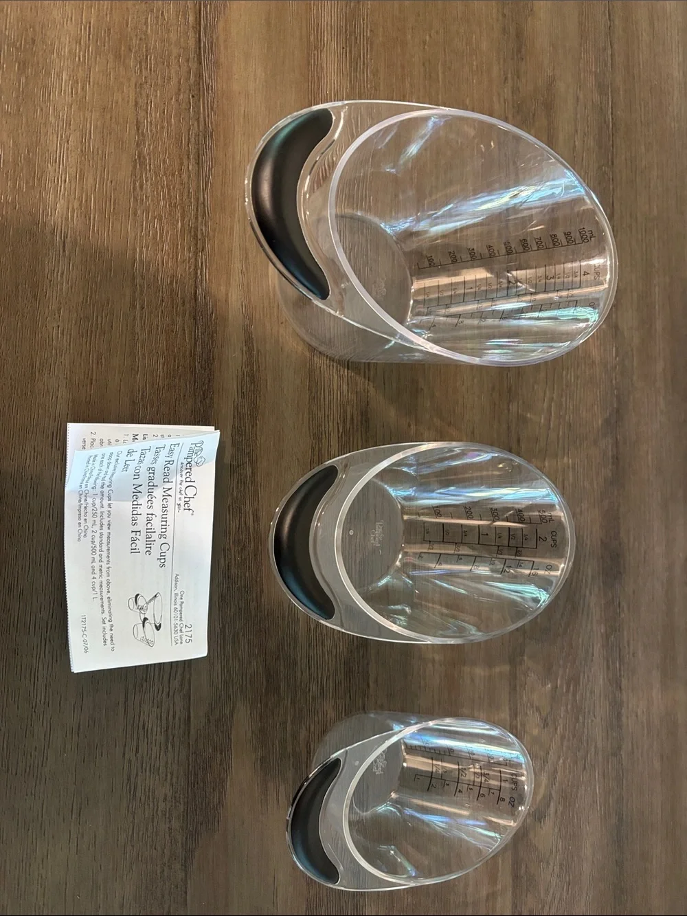 Pampered Chef Plastic Measuring Cups - Set of 3 New